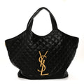 Lambskin Quilted Maxi Icare Shopping Tote Black