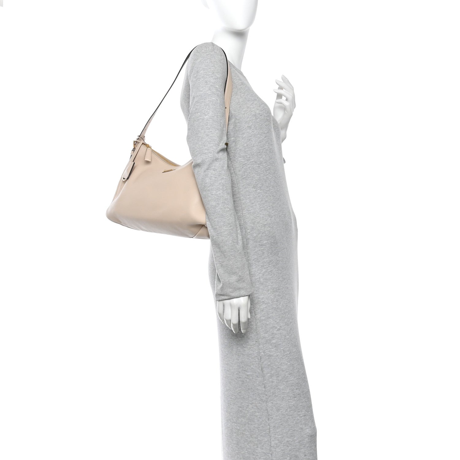 Soft Calfskin Large Aimée Shoulder Bag Travertine