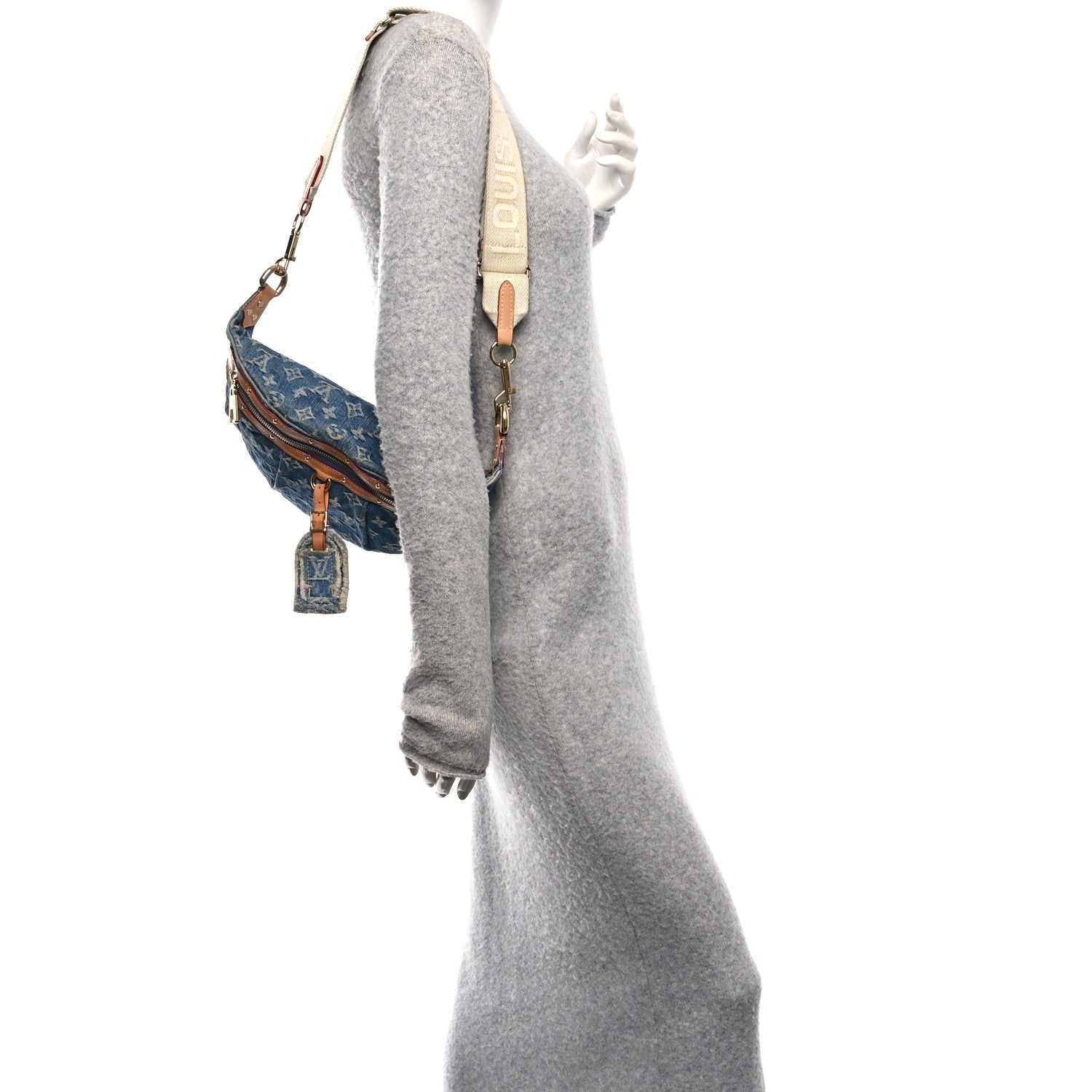 Monogram Denim High Rise Bumbag Blue