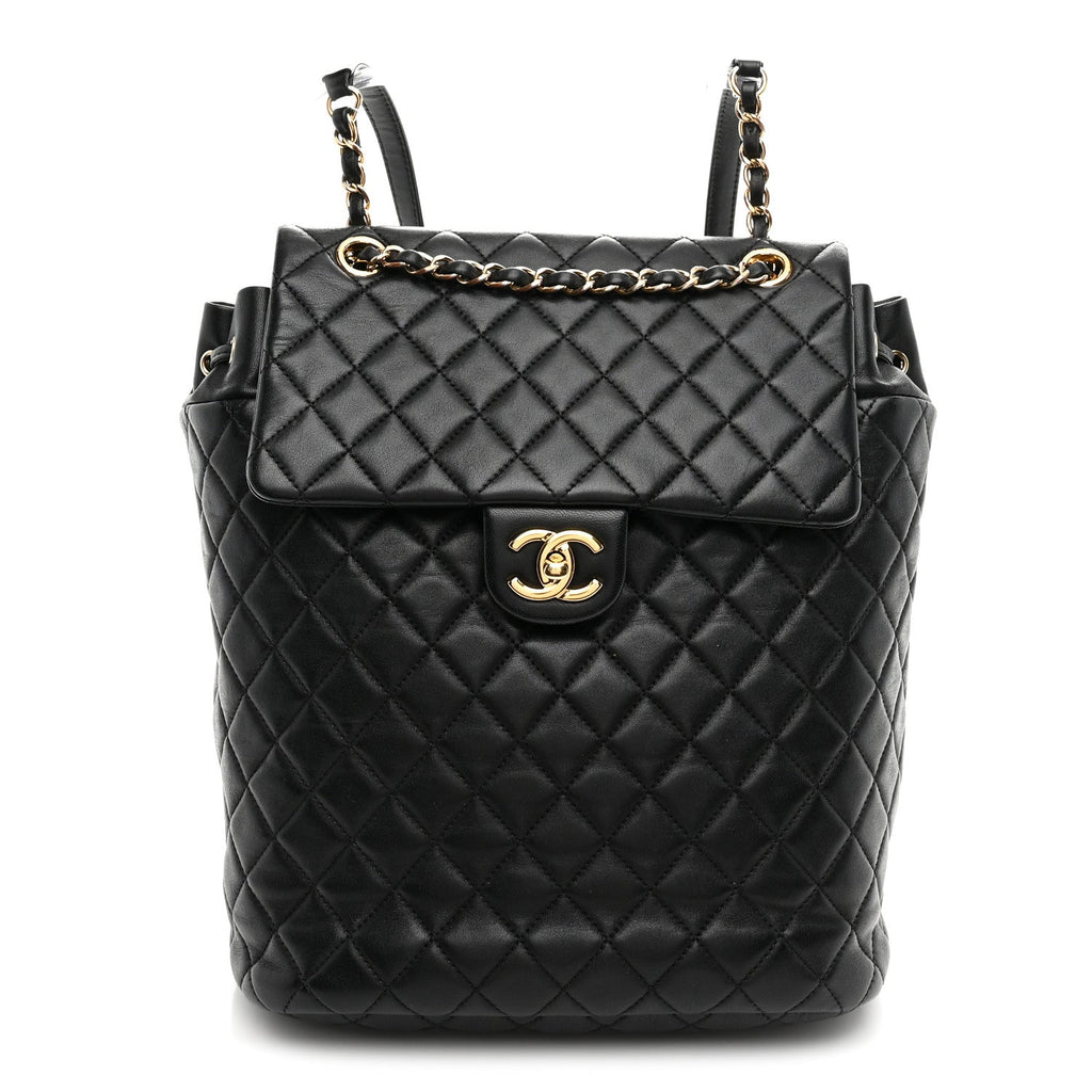 Lambskin Quilted Large Urban Spirit Backpack Black