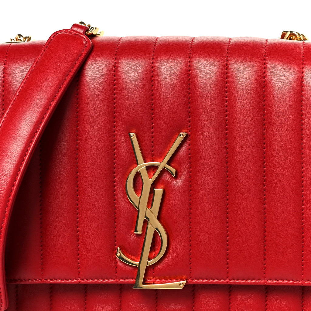 Lambskin Matelasse Monogram Large Vicky Chain Bag Rouge Eros