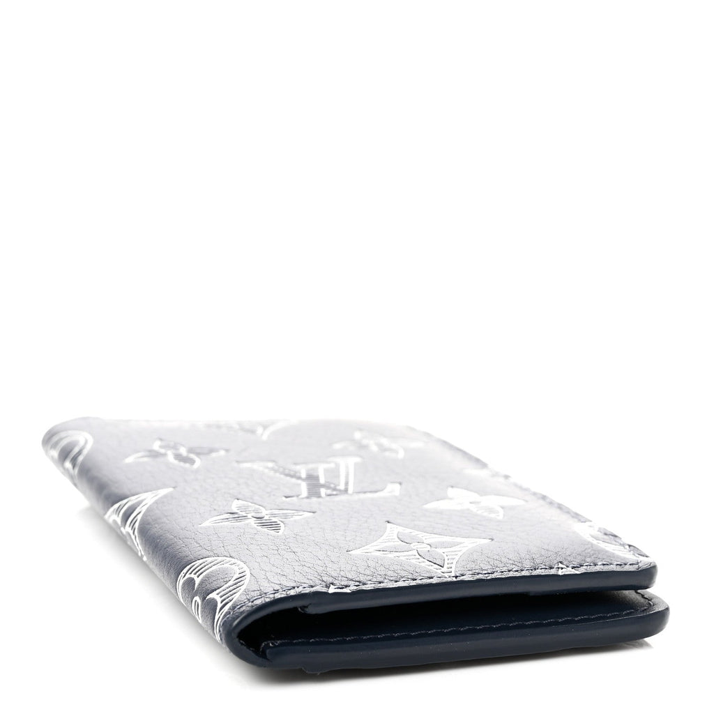 Calfskin Monogram Shadow Pocket Organizer Navy Blue White
