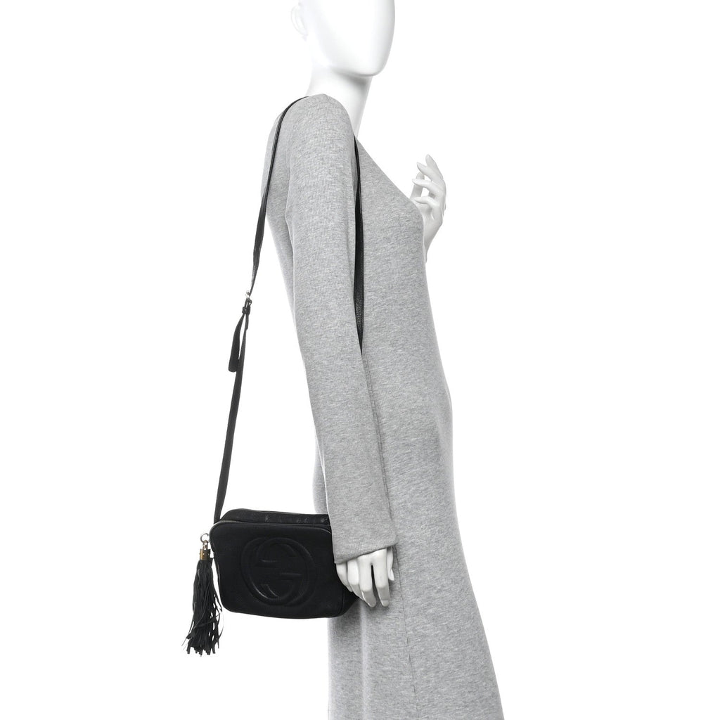 Pebbled Calfskin Small Soho Disco Bag Black