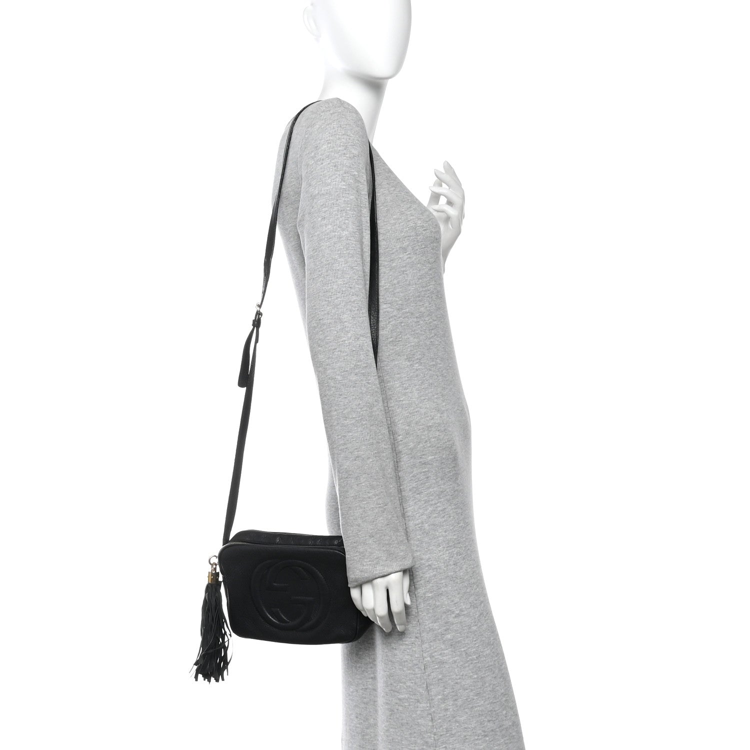 Pebbled Calfskin Small Soho Disco Bag Black