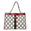 Tweed GG Monogram Large Rajah Chain Tote White Black Romantic Cherry