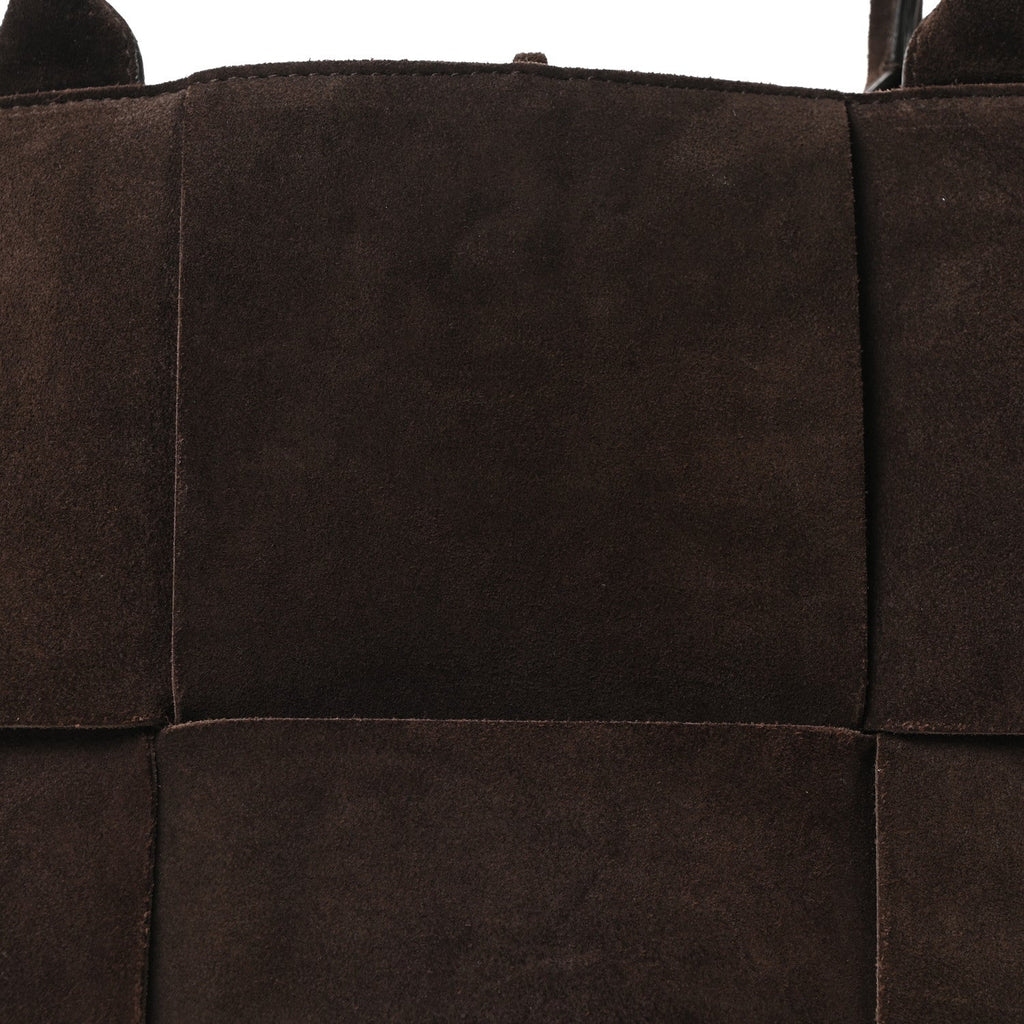 Suede Maxi Intrecciato Small Arco Tote Fondente