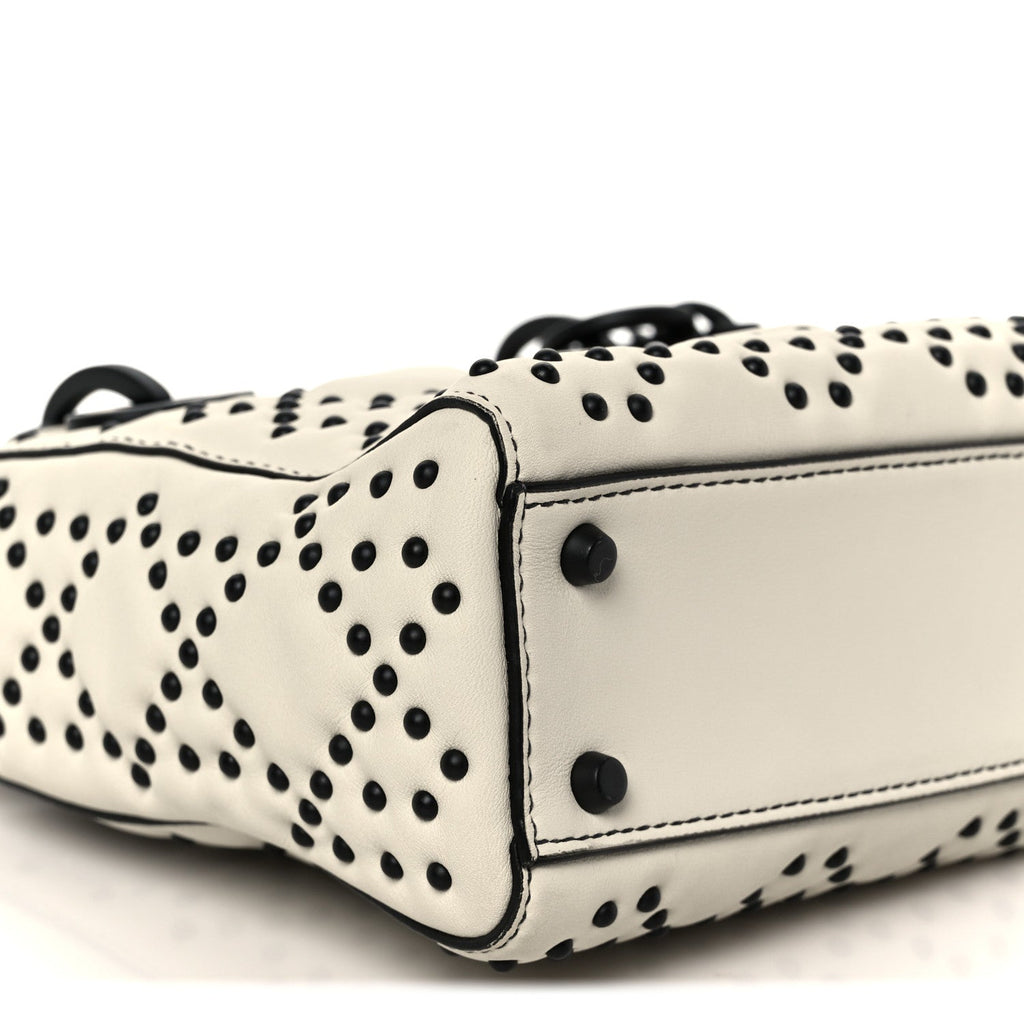Ultra Matte Calfskin Studded Mini Supple Lady Dior White Black