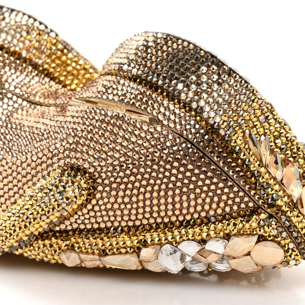 Crystal Sunglass Minaudiere Clutch Gold Silver