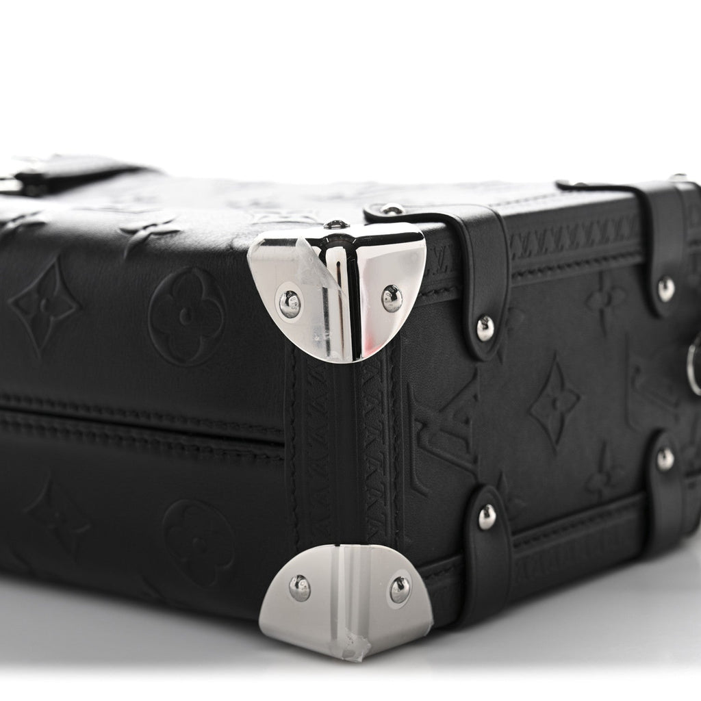 Calfskin Debossed Monogram Side Trunk Black