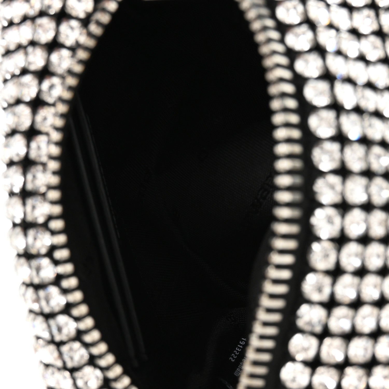 Mesh Crystal Rhinestone Mini Heiress Pouch Black Silver