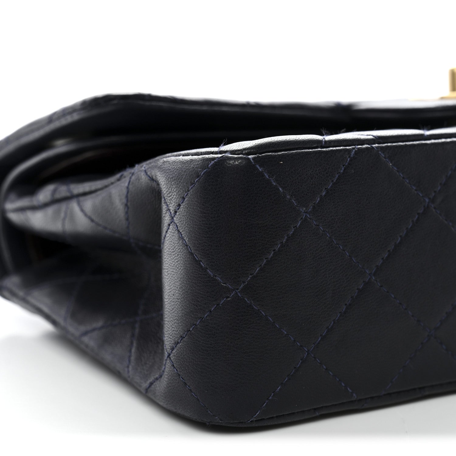 Lambskin Quilted Small Double Flap Navy