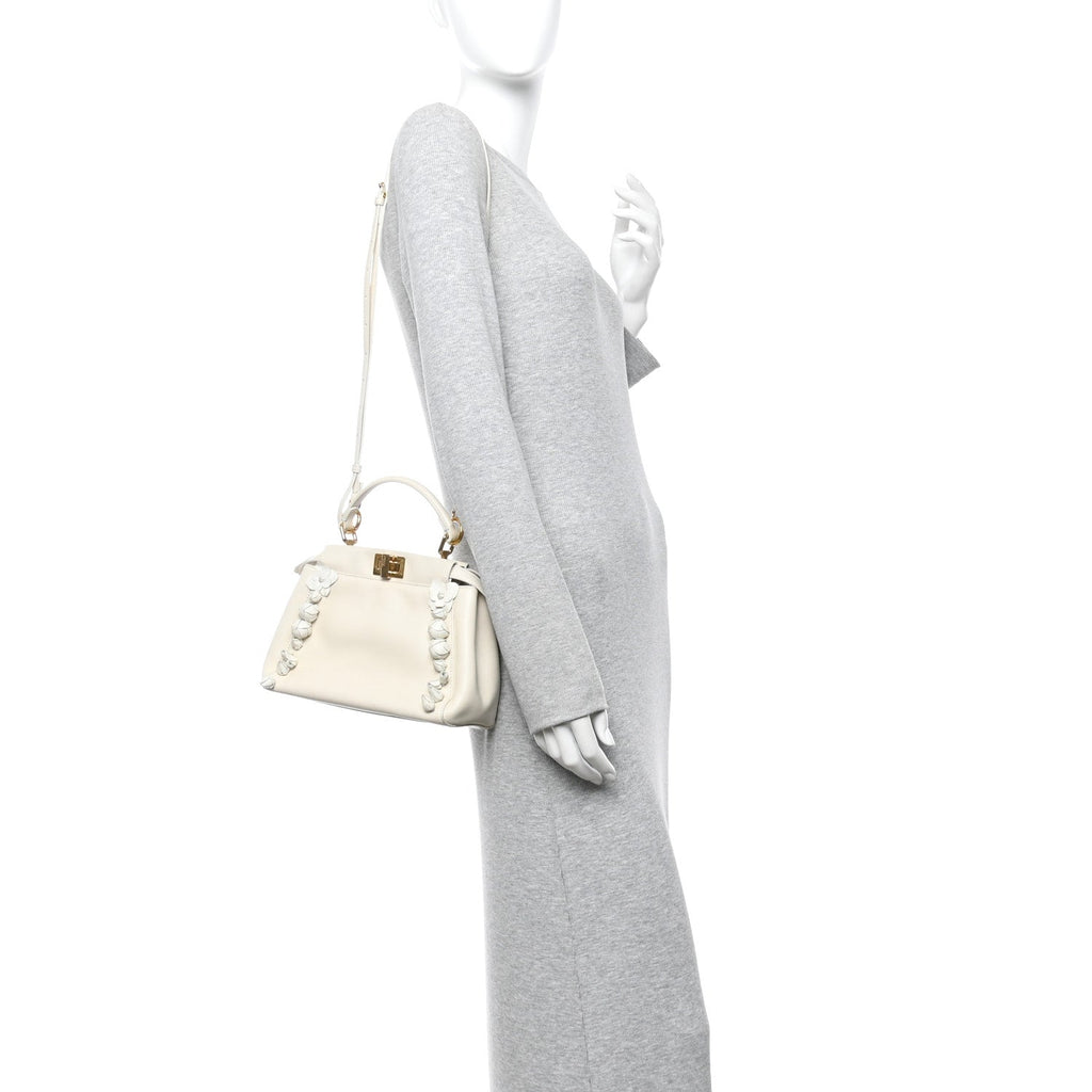 Nappa Rosebud Mini Peekaboo Iconic Satchel Bianco