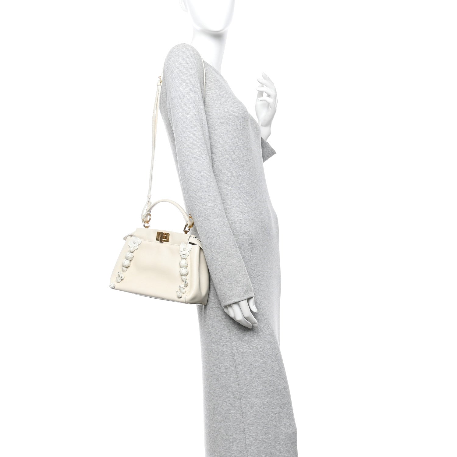 Nappa Rosebud Mini Peekaboo Iconic Satchel Bianco