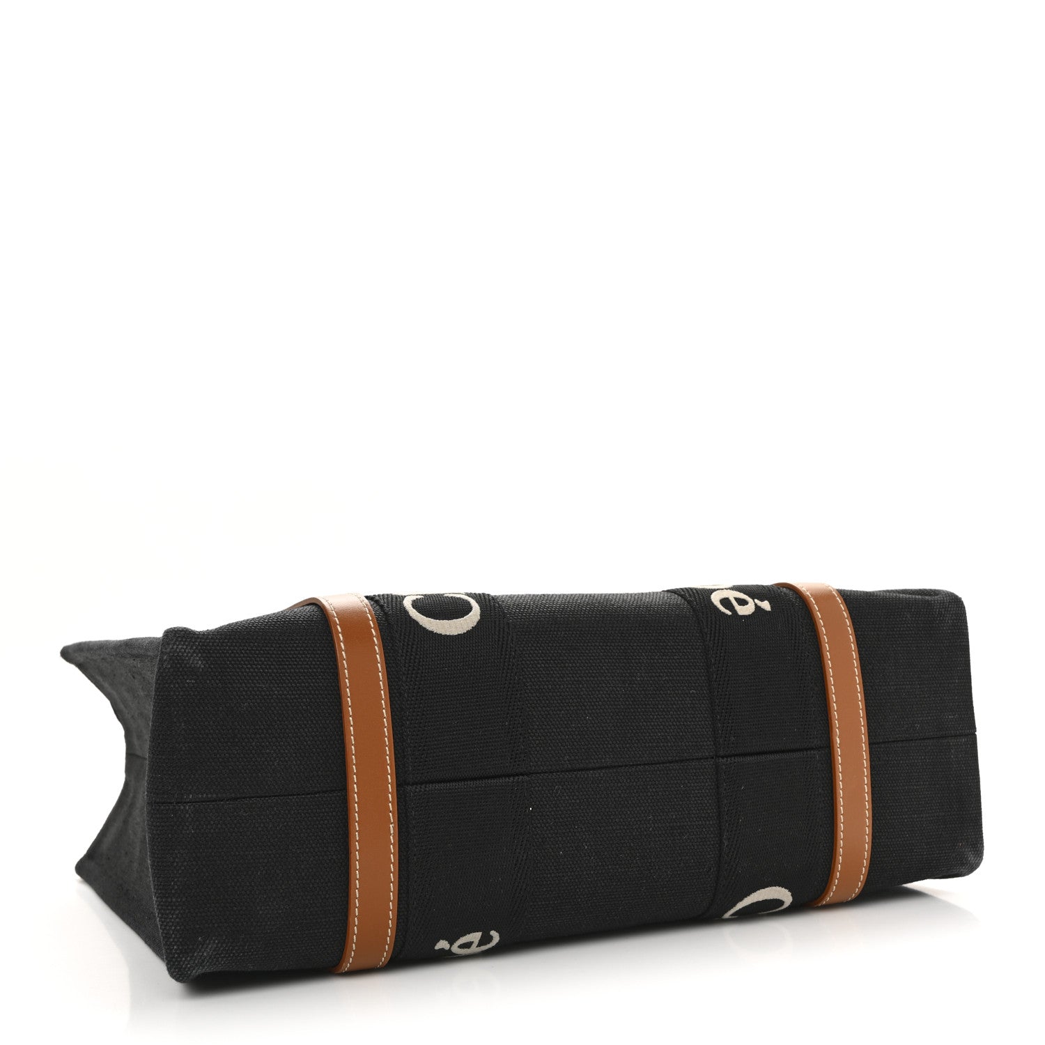 Cotton Calfskin Medium Woody Ribbon Tote Black