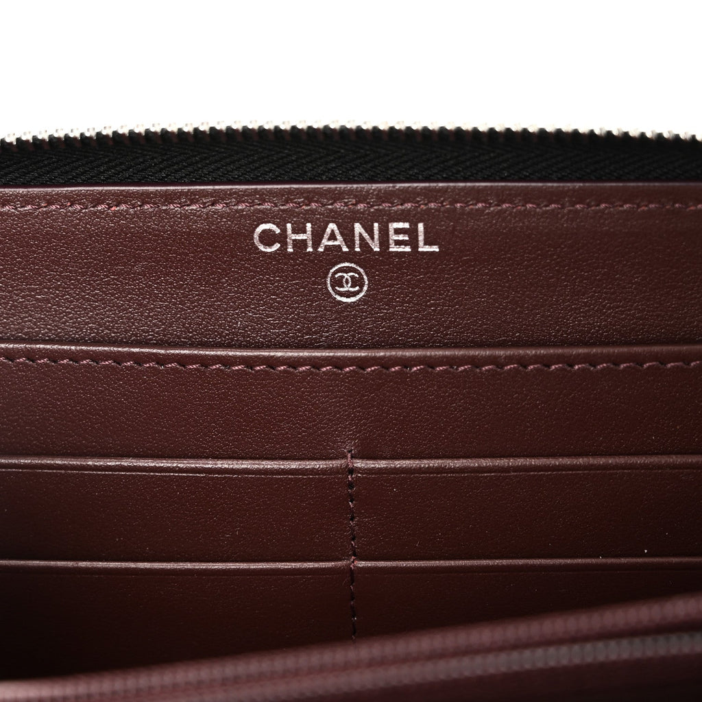 Caviar Quilted Large Gusset Zip Around Wallet Black
