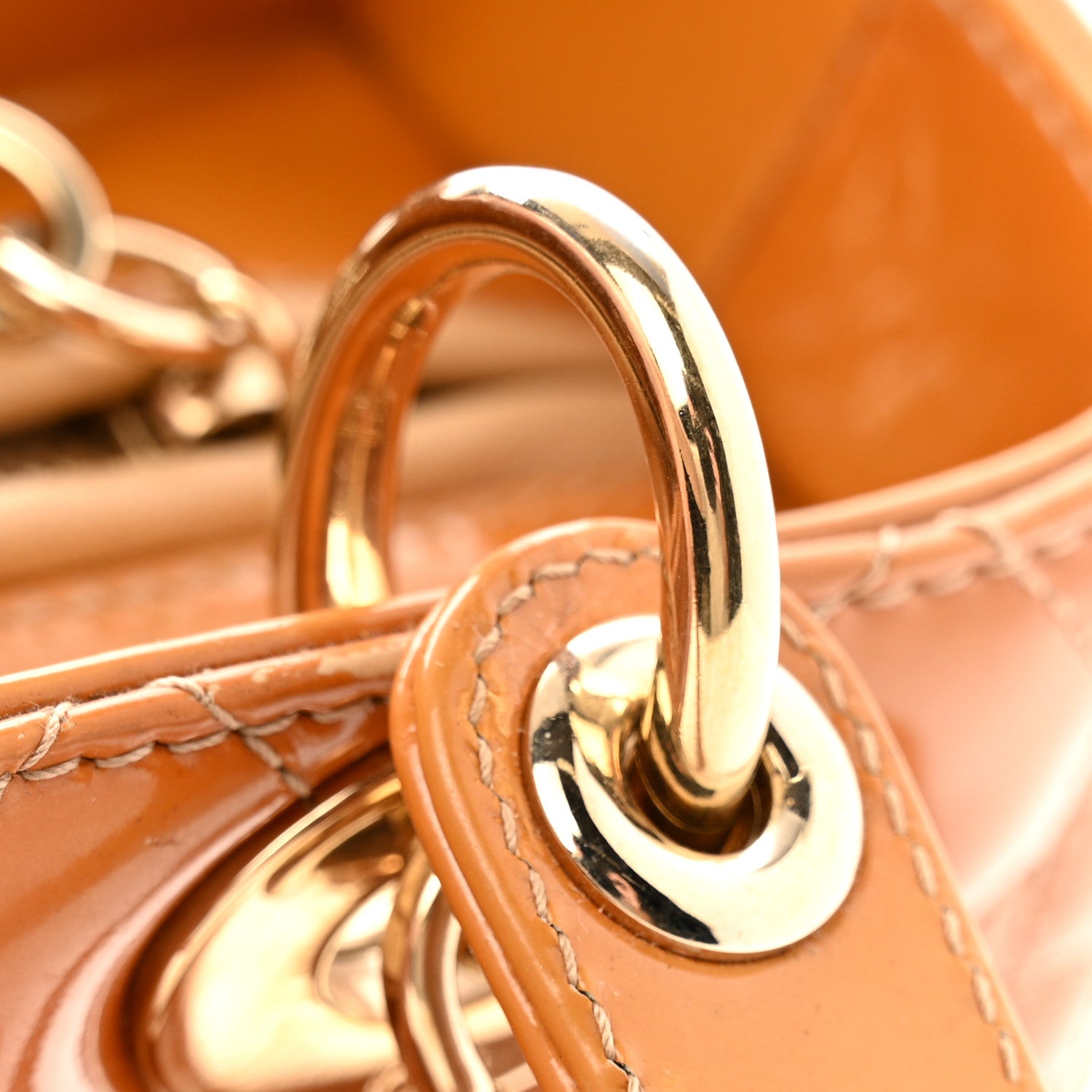 Patent Cannage Medium Lady Dior Dark Beige