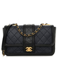 Lambskin Quilted Medium Elegant CC Flap Navy Black