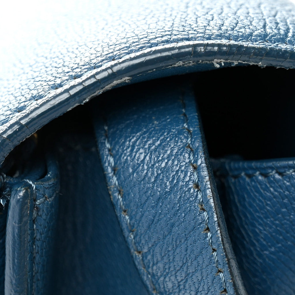 Goatskin Calfskin Medium Classic Box Flap Bag Deepsea