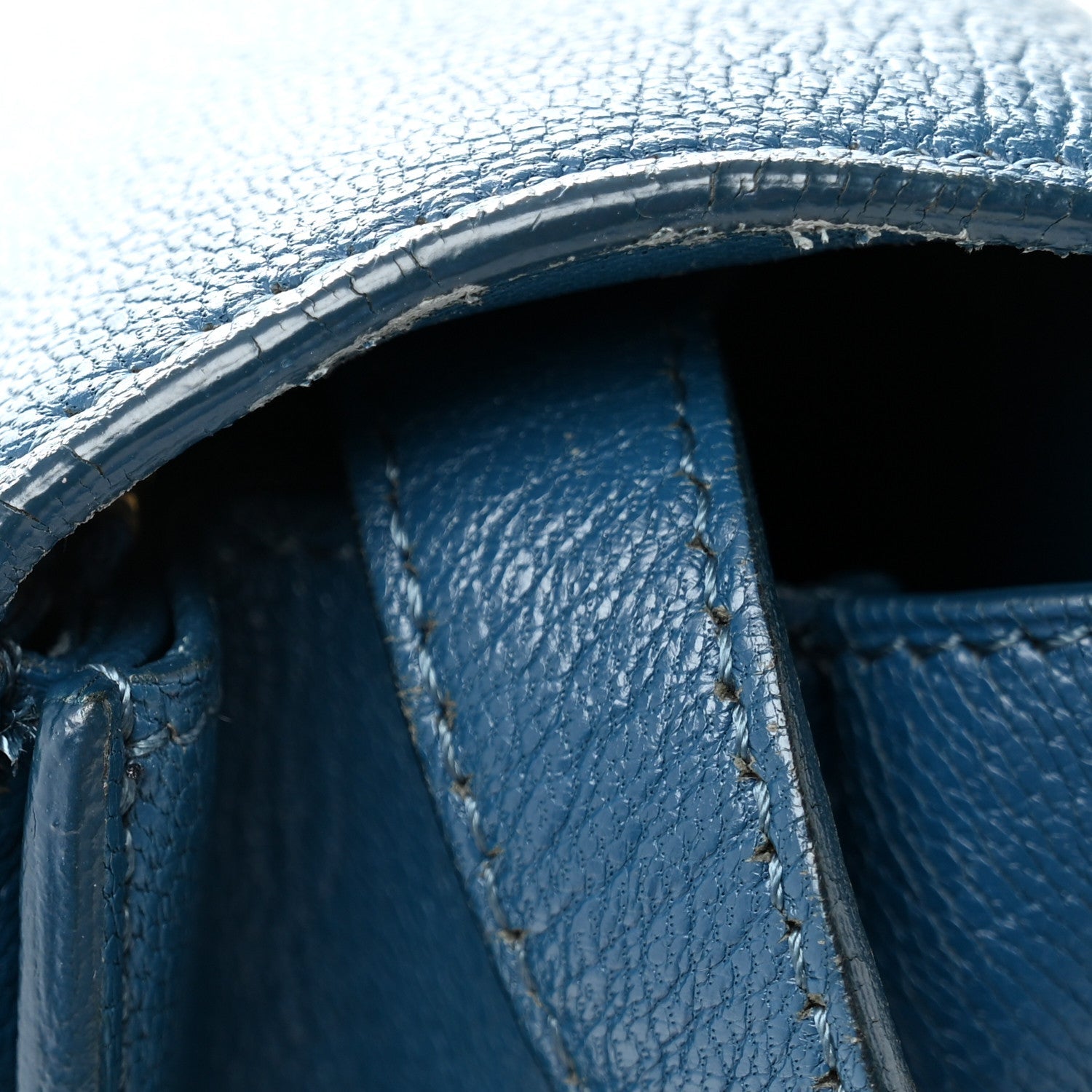 Goatskin Calfskin Medium Classic Box Flap Bag Deepsea