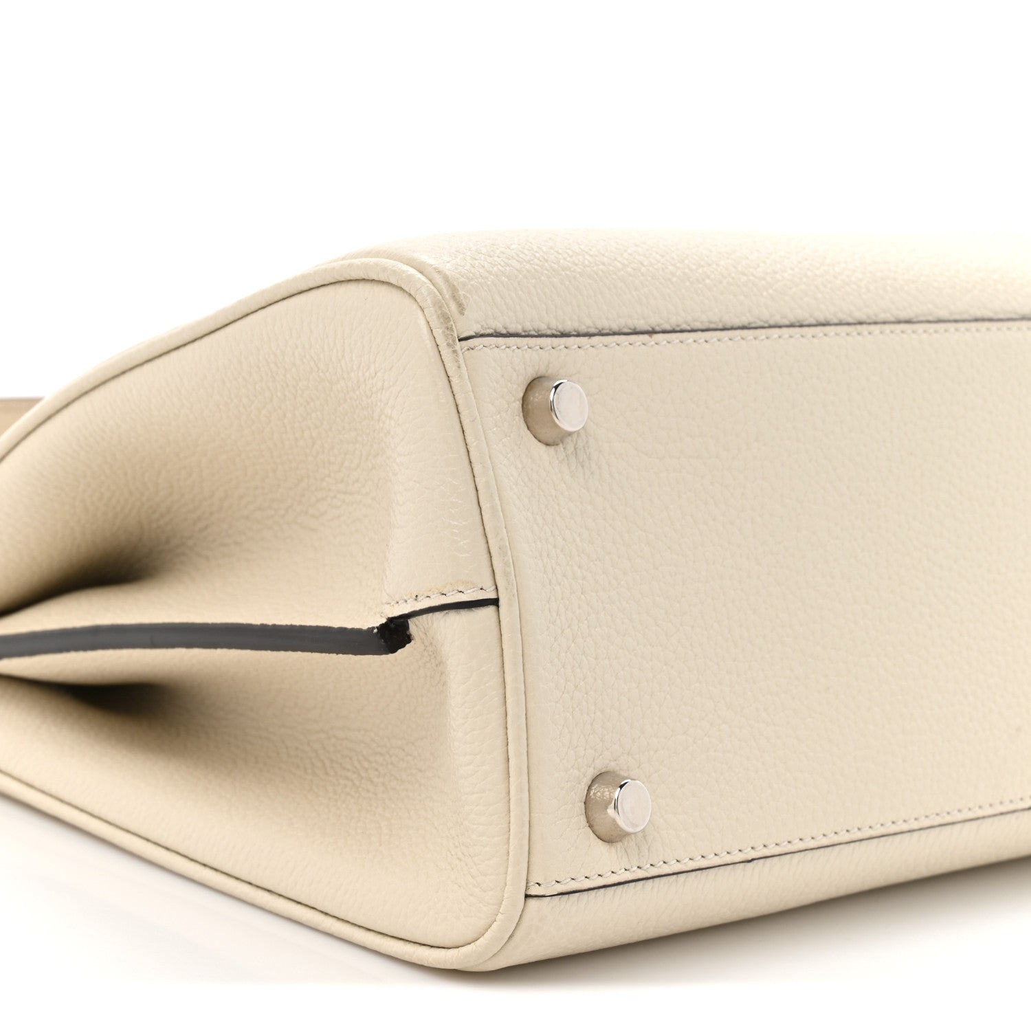 Grainy Calfskin Small Zumi Top Handle Bag Mystic White