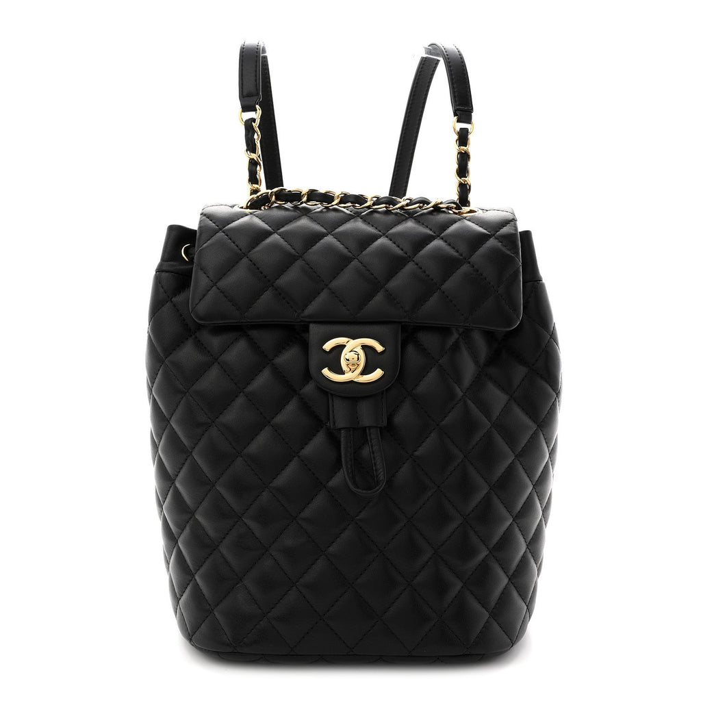 Lambskin Quilted Small Urban Spirit Backpack Black