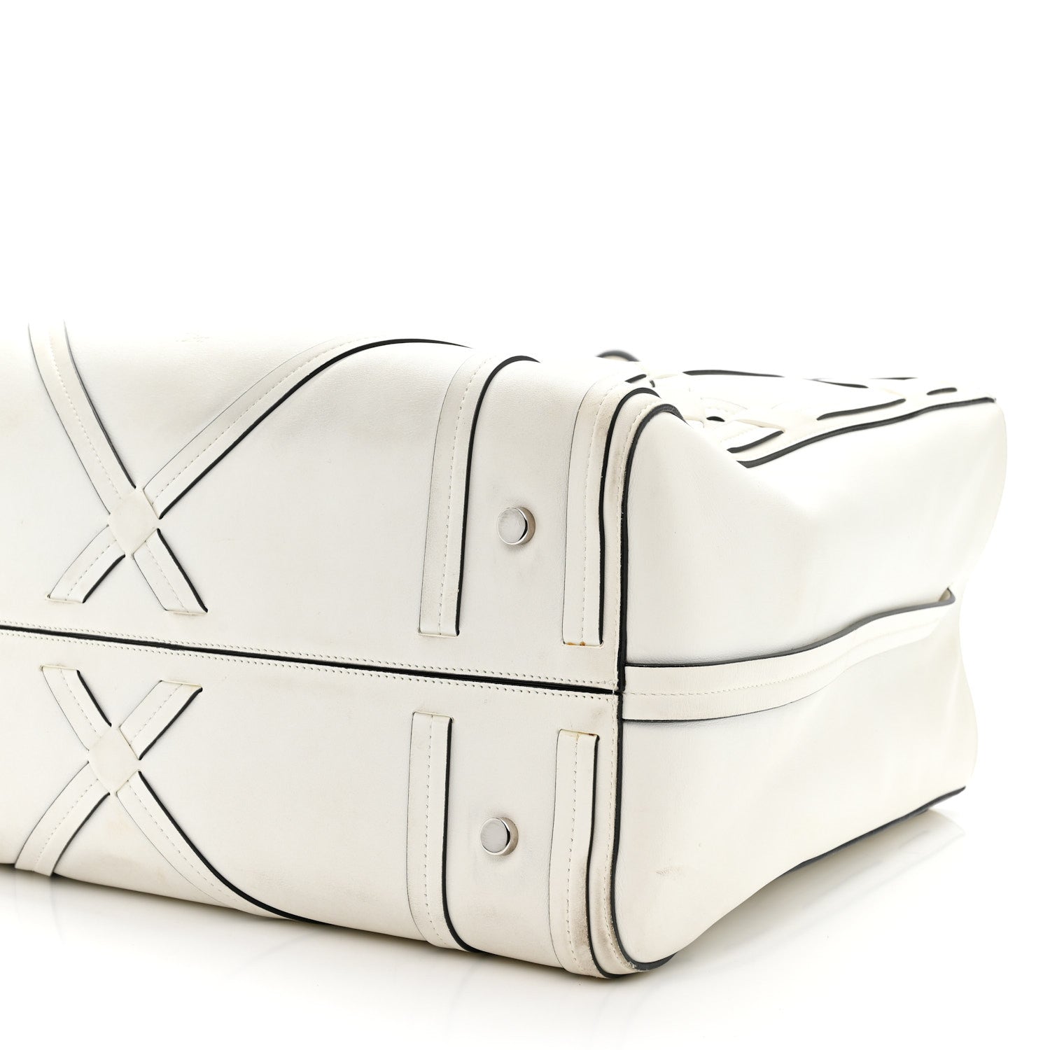 Calfskin Woven Giant Cannage Connect Tote White