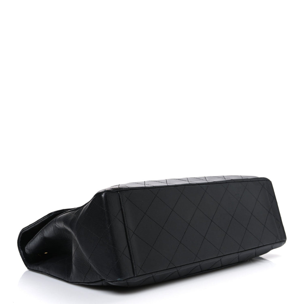 Lambskin Quilted XL Jumbo Single Flap Black