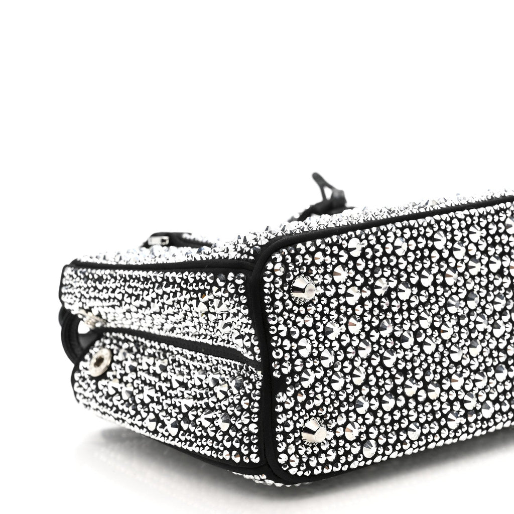 Satin Crystal Mini Galleria Double Zip Tote Metal