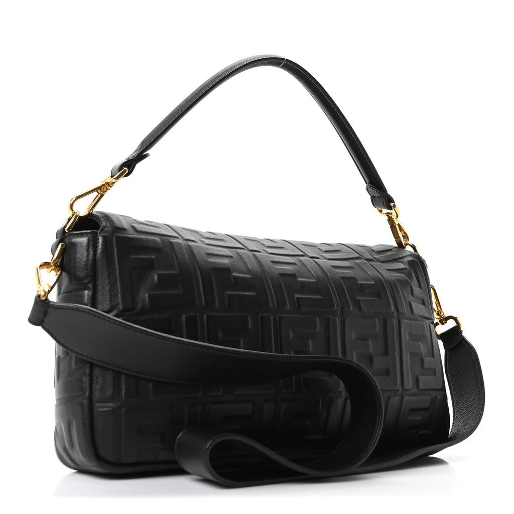 Nappa FF 1974 Embossed Large Baguette Black