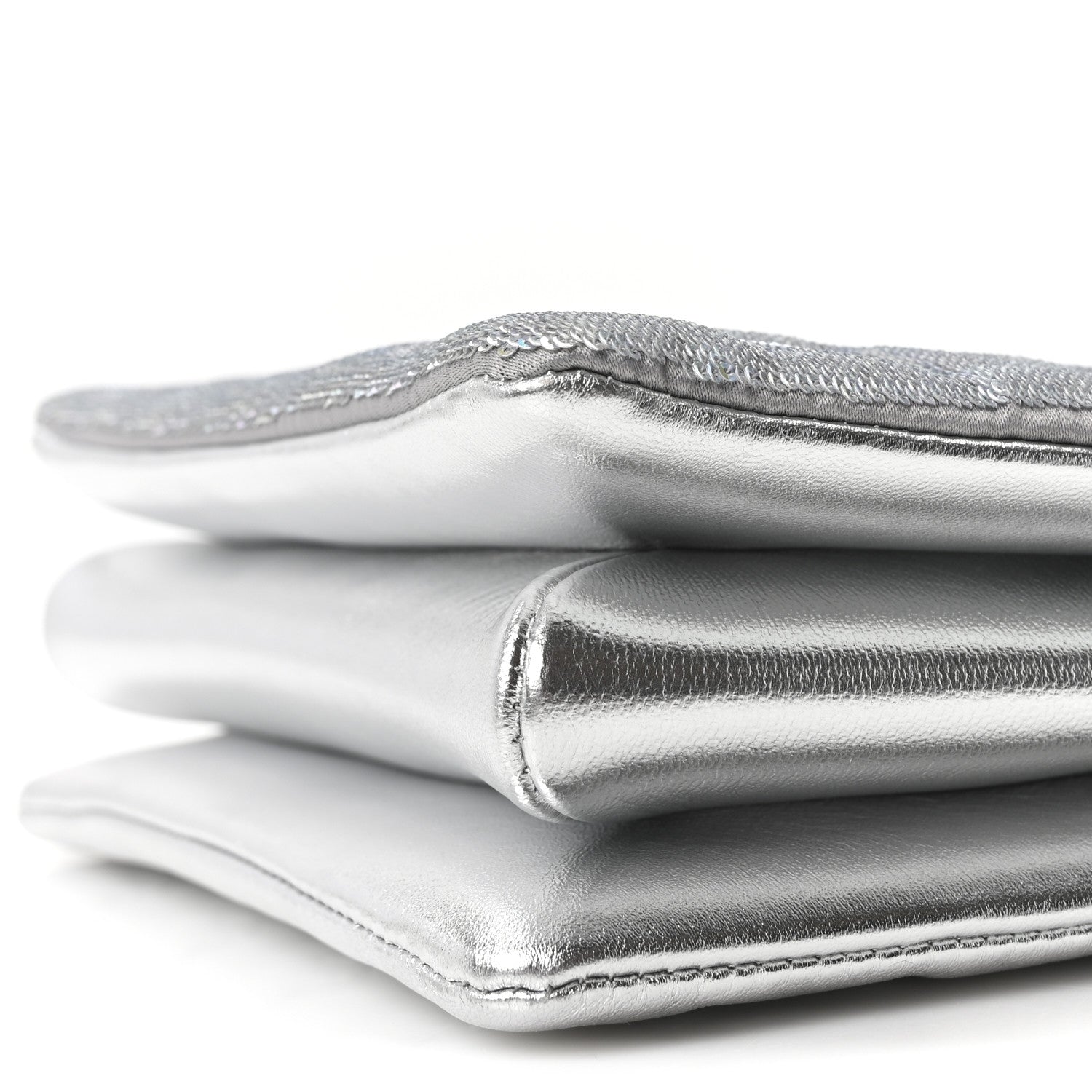 Satin Sequin Embroidered Monogram Coussin BB Silver