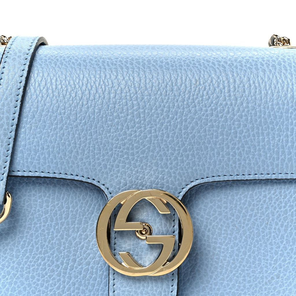 Dollar Calfskin Small Interlocking G Shoulder Bag Mineral Blue