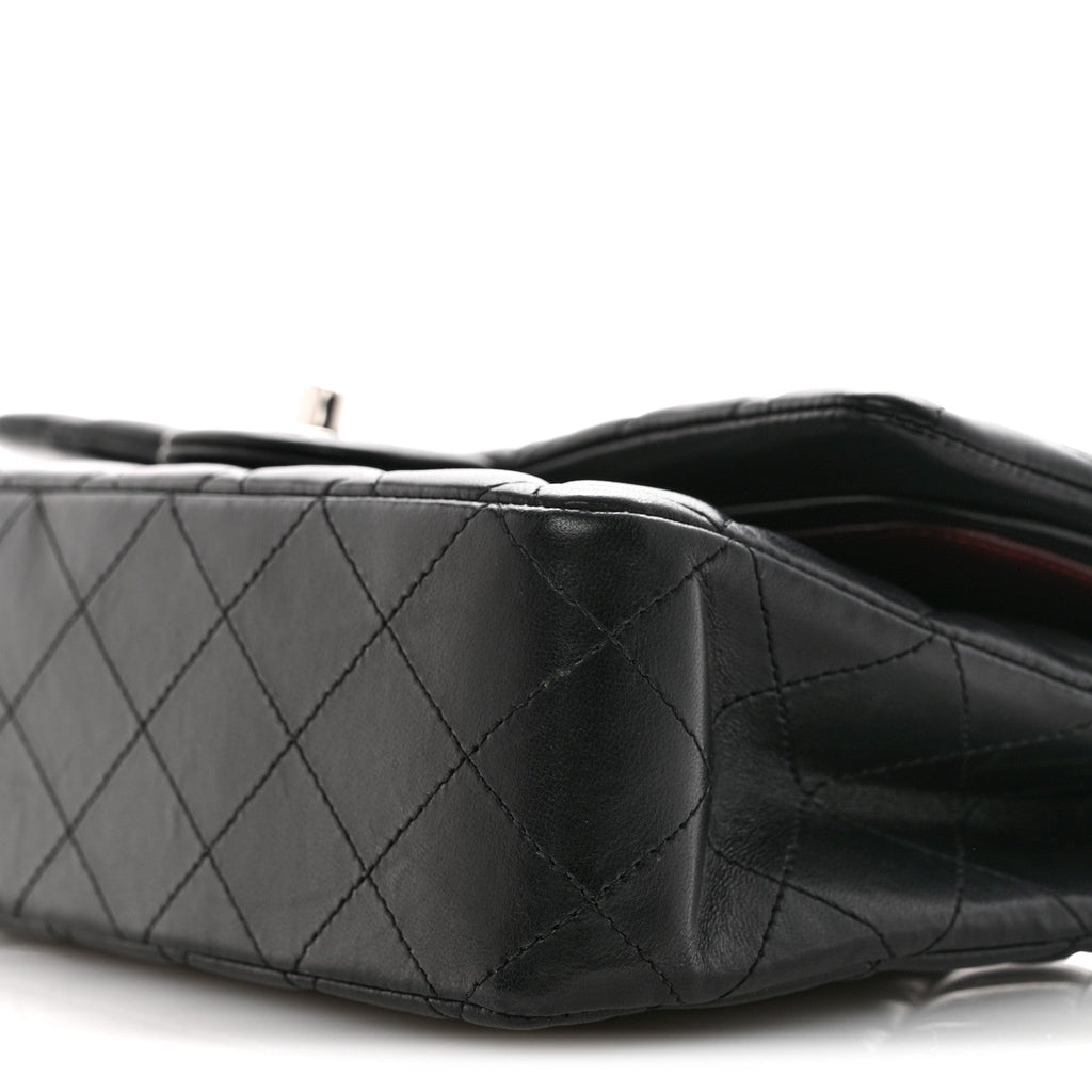 Lambskin Quilted Medium Double Flap Black