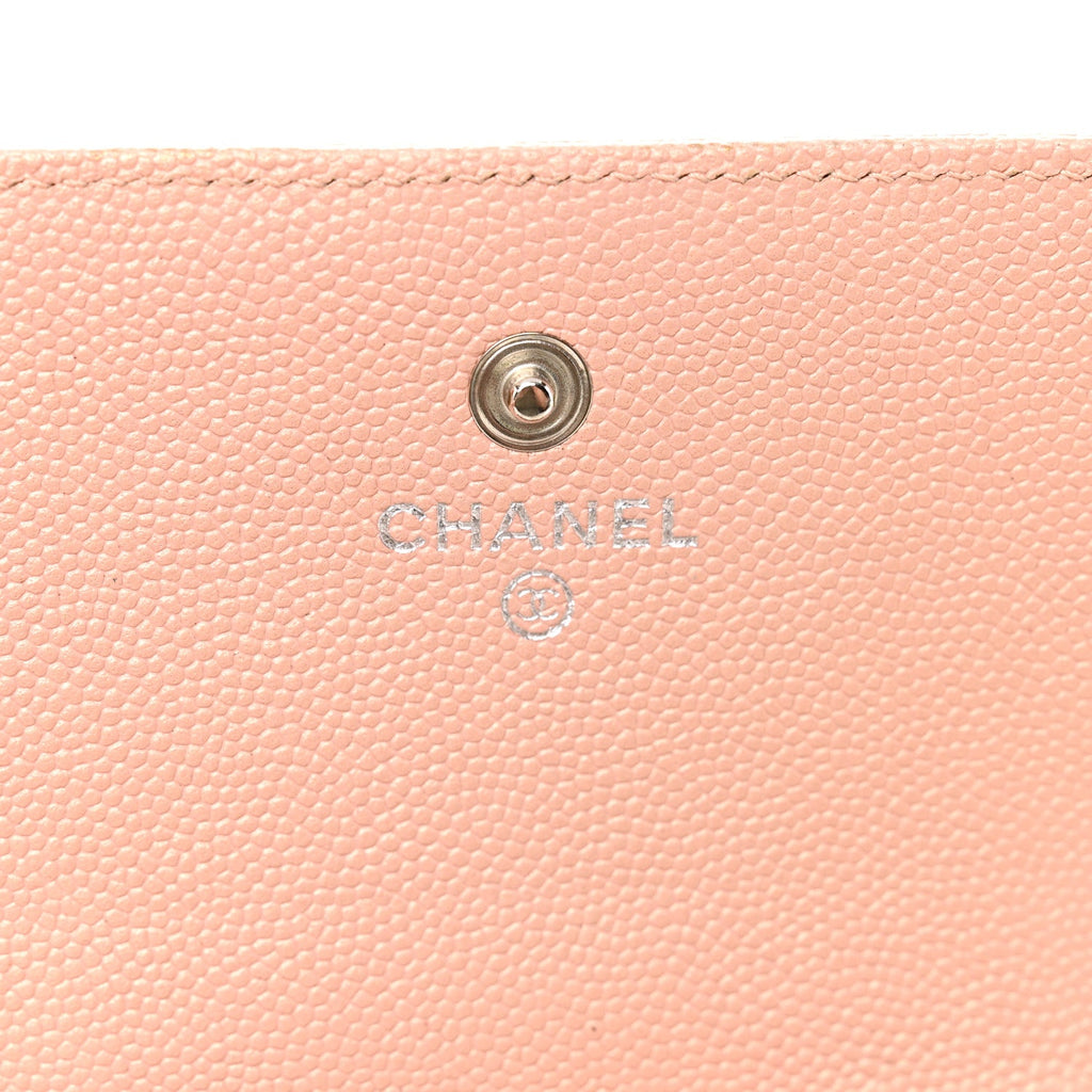 Metallic Caviar Chevron Quilted Vintage Mademoiselle Flap  Holder Pink