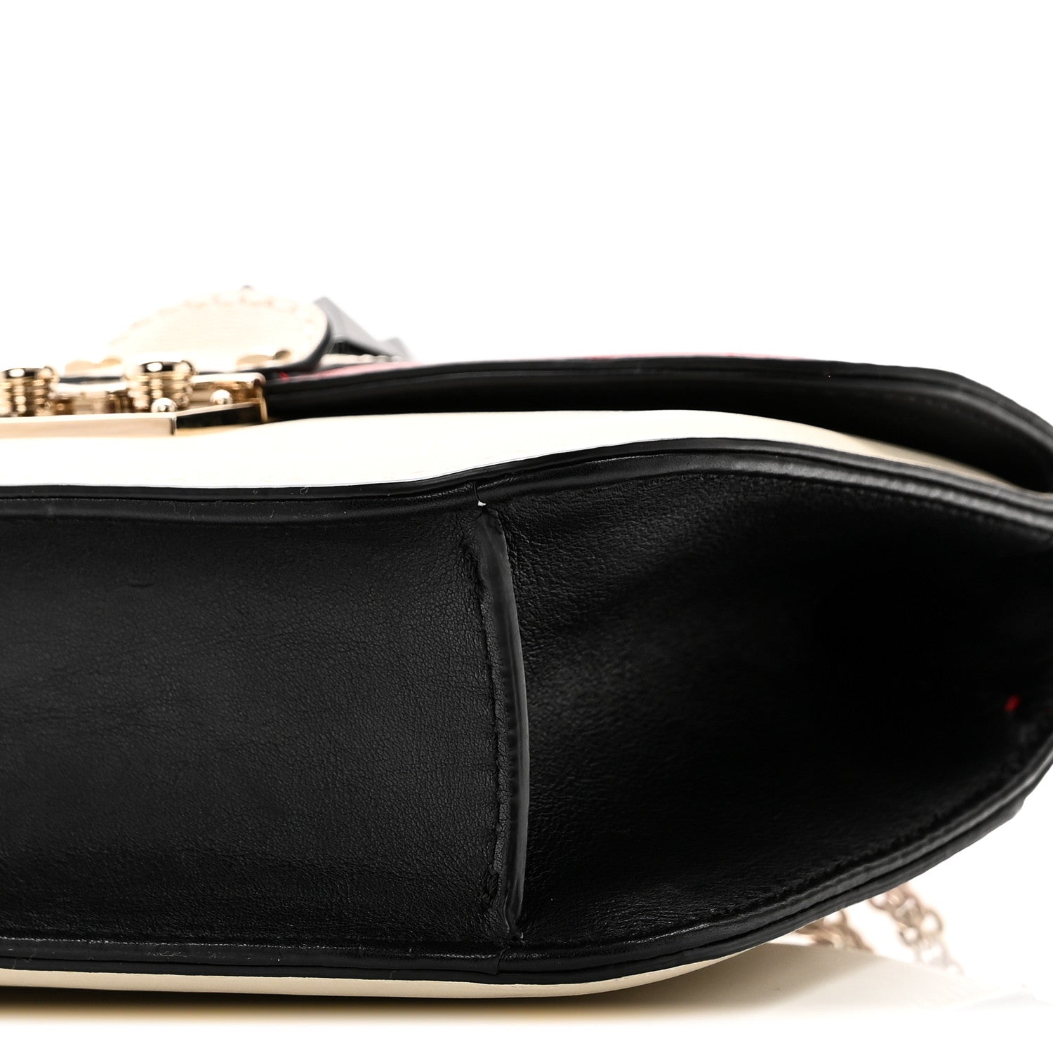 Vitello Small Glam Lock Rockstud Flap Red Ivory Black