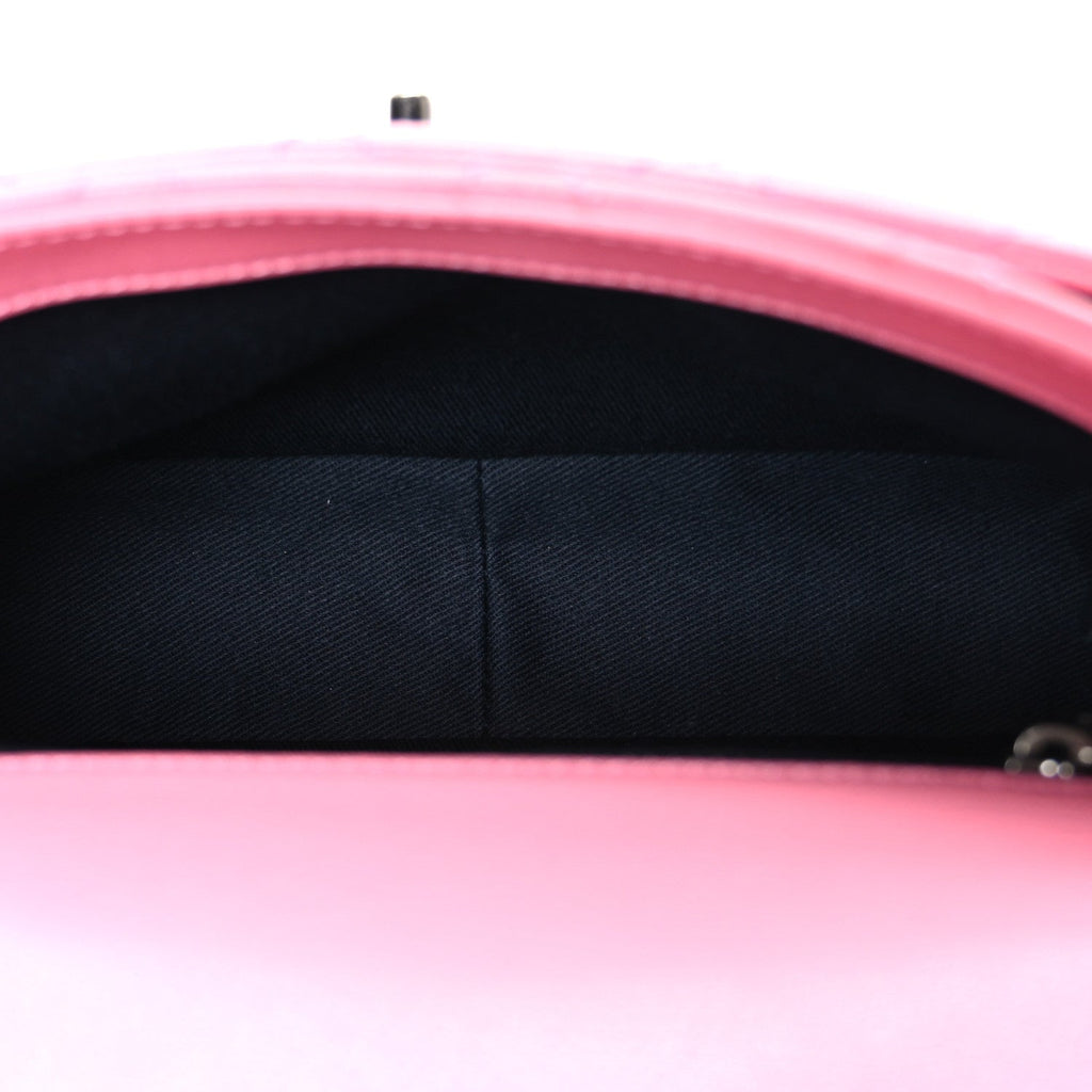 Shiny Goatskin Quilted Small Double Carry Waist Chain Flap Pink