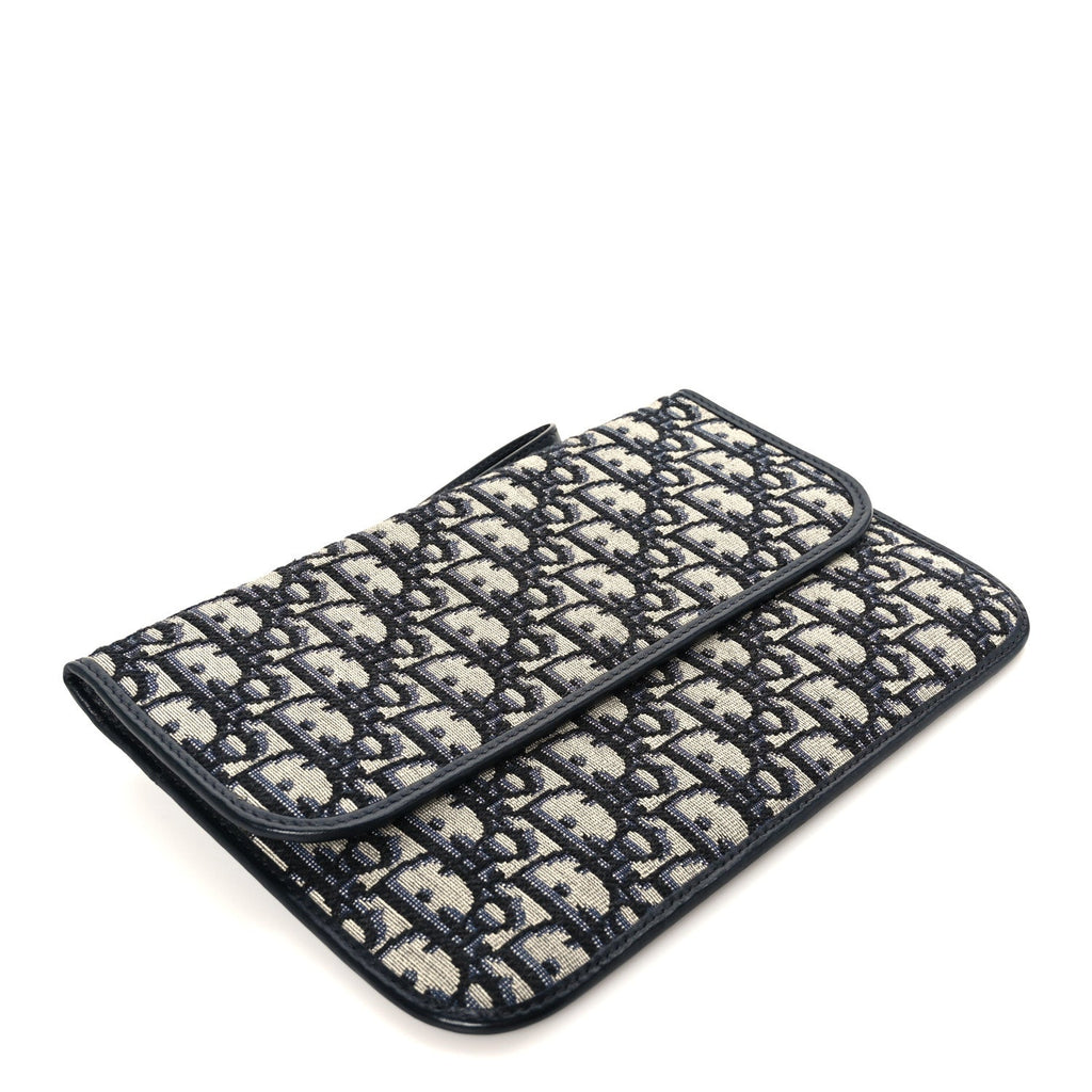 Oblique Flap Pouch Clutch Blue