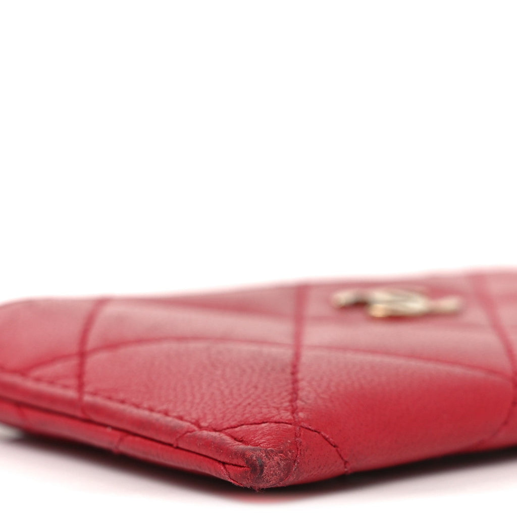 Lambskin Quilted  Holder Red