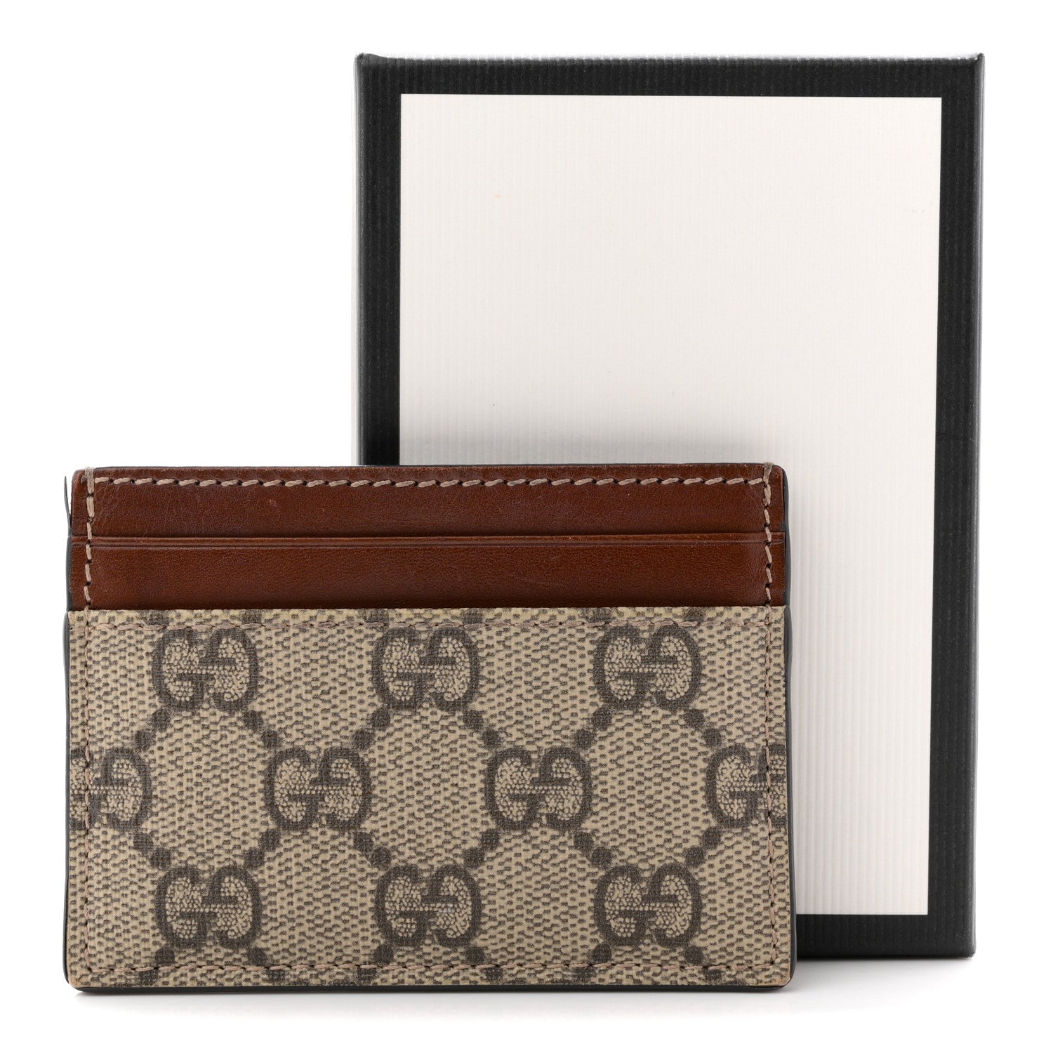 GG Supreme Monogram Calfskin  Holder Beige Ebony Cuir