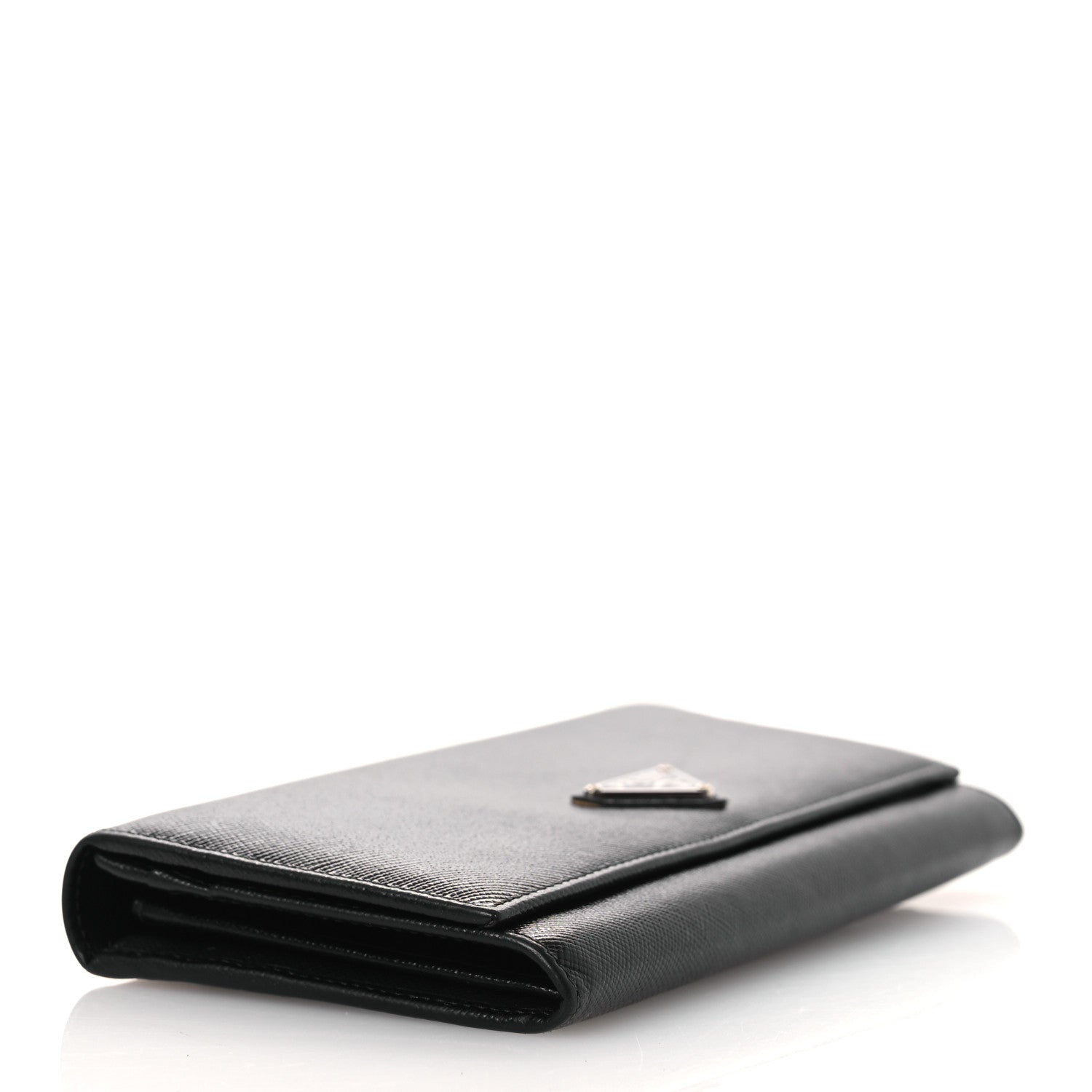 Saffiano Triangle Continental Flap Wallet Black