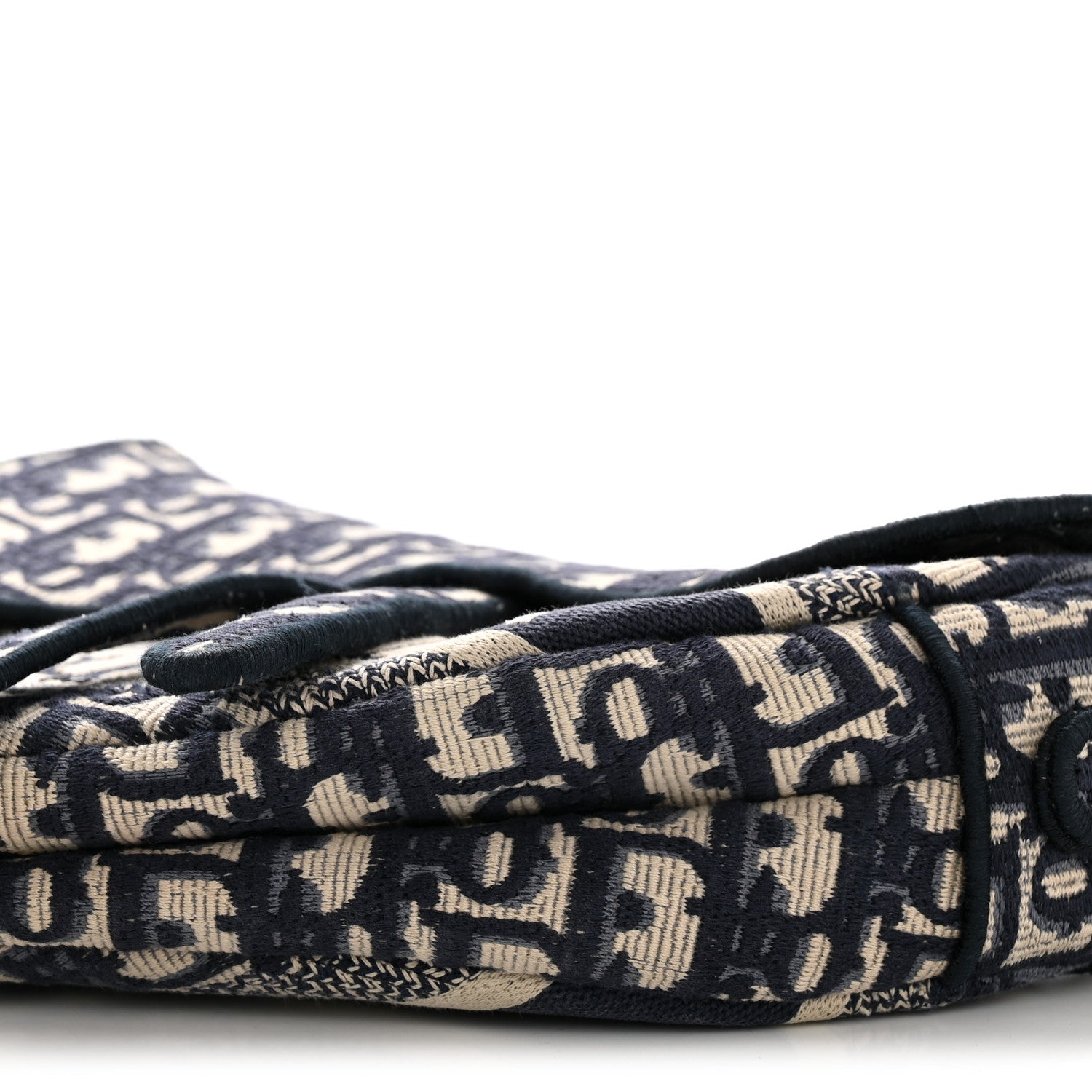 Oblique Embroidered Saddle Bag Blue