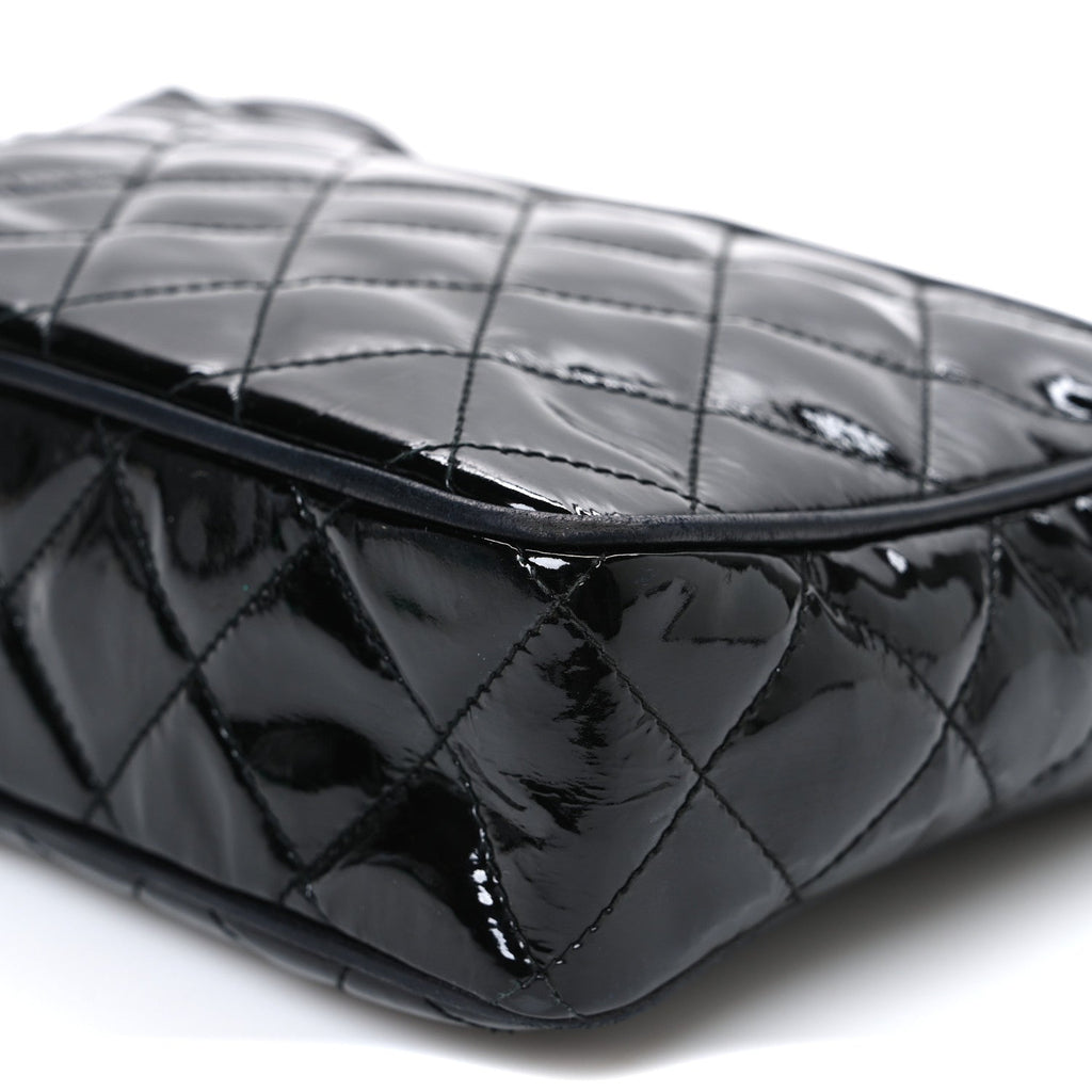 Patent Quilted Tassel Camera Case Black