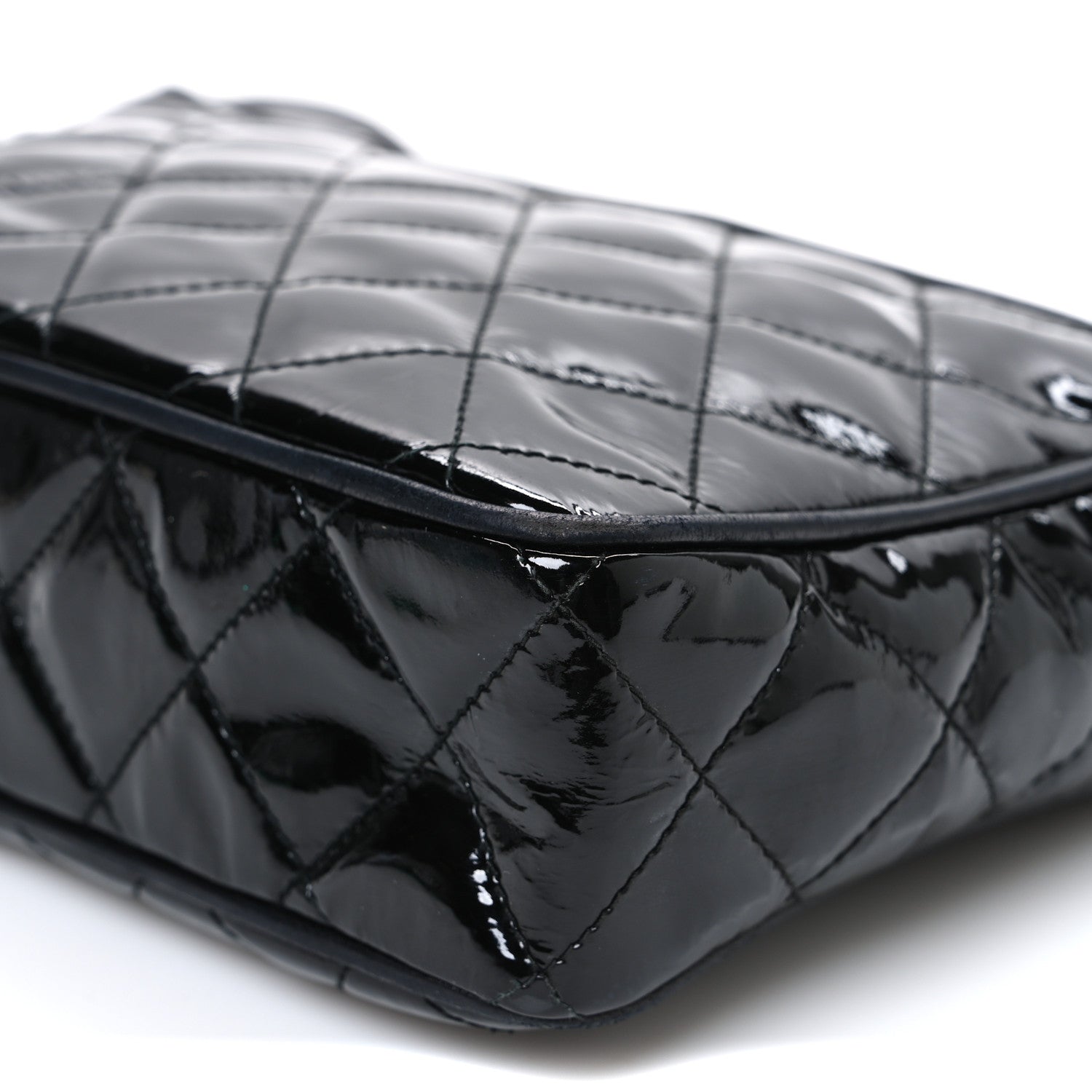 Patent Quilted Tassel Camera Case Black