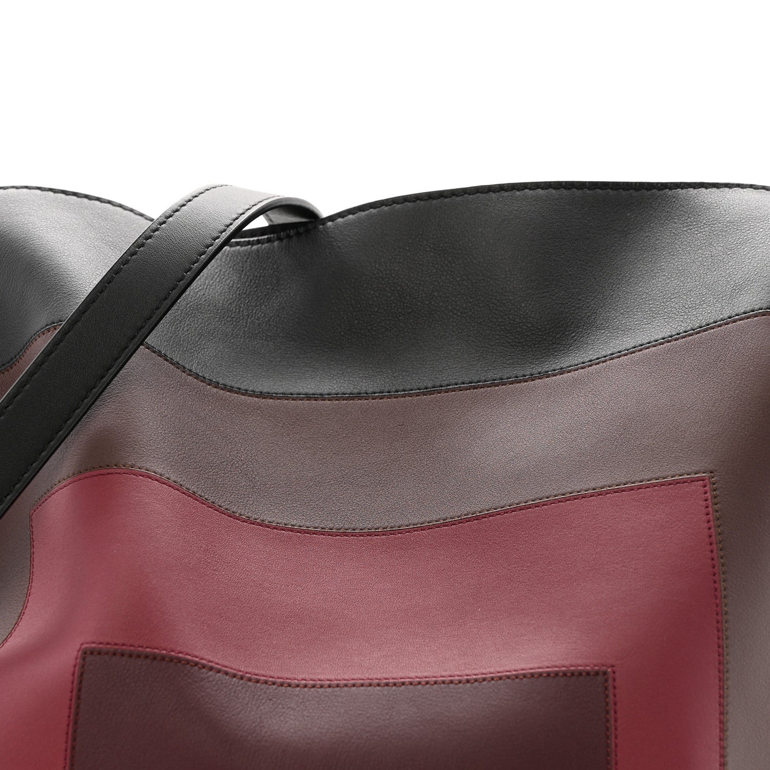 X ALBERS Nappa Calfskin Medium Flamenco Knot Clutch Black Burgundy
