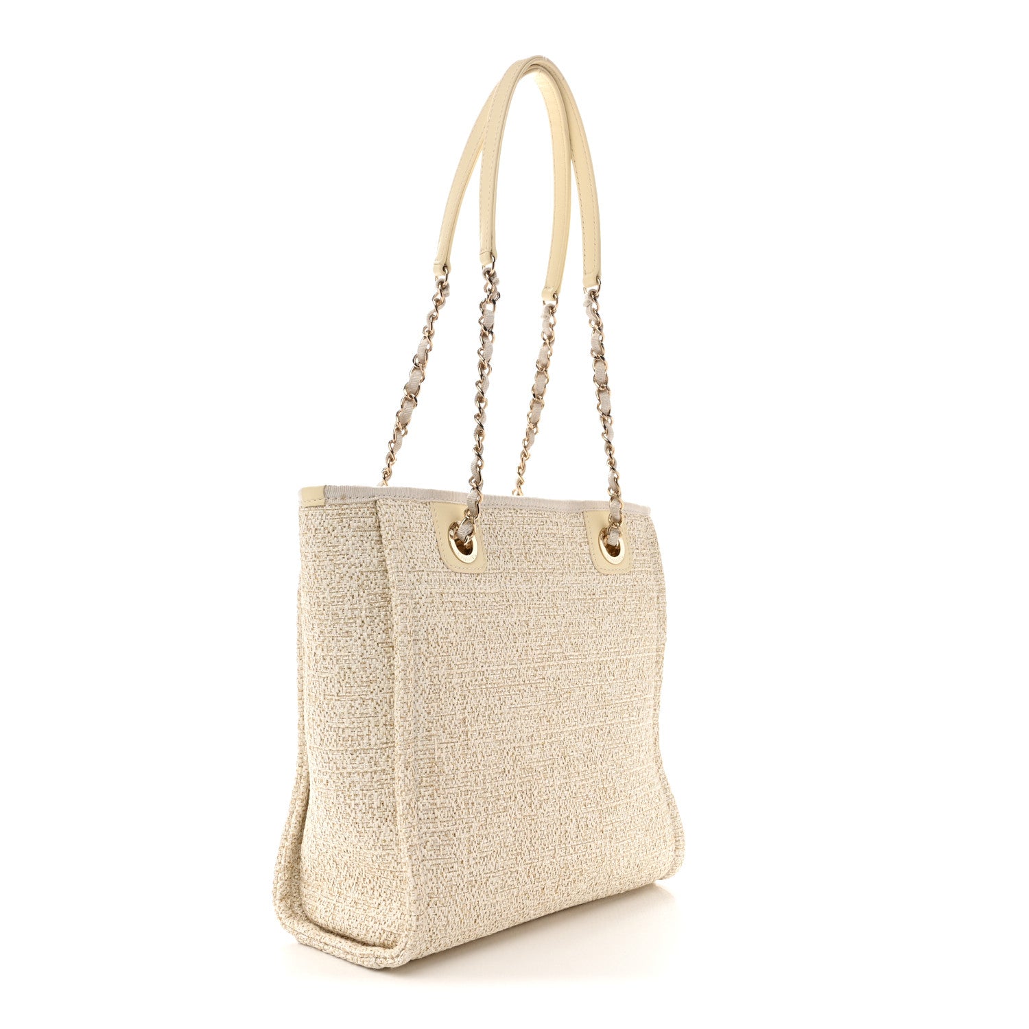 Lurex Boucle Mini Deauville Tote White