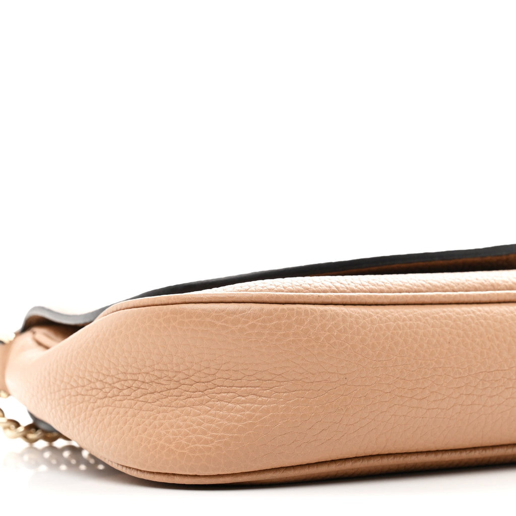 Pebbled Calfskin Medium Soho Flap Crossbody Camelia