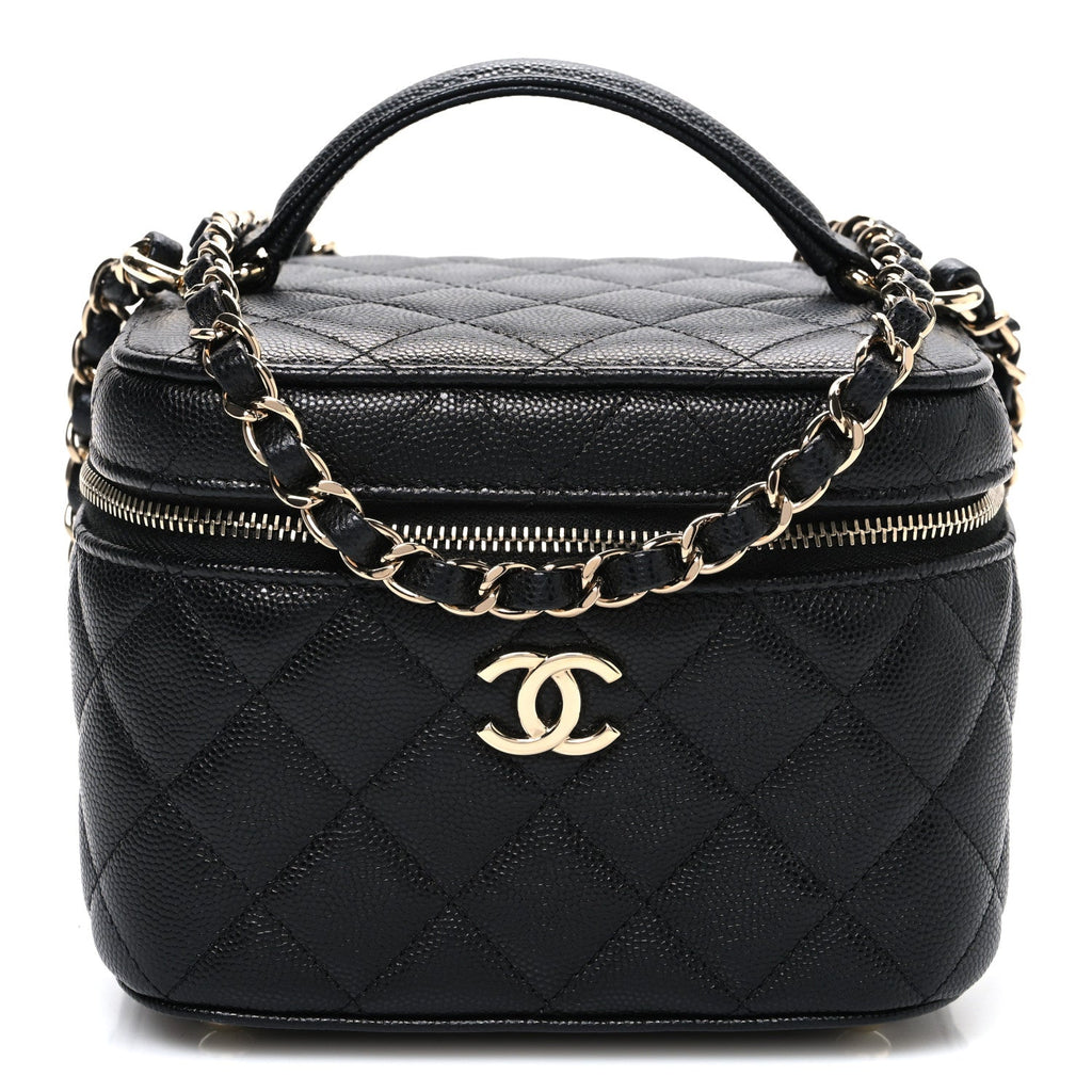 Caviar Quilted Small CC Vanity Case Black Black