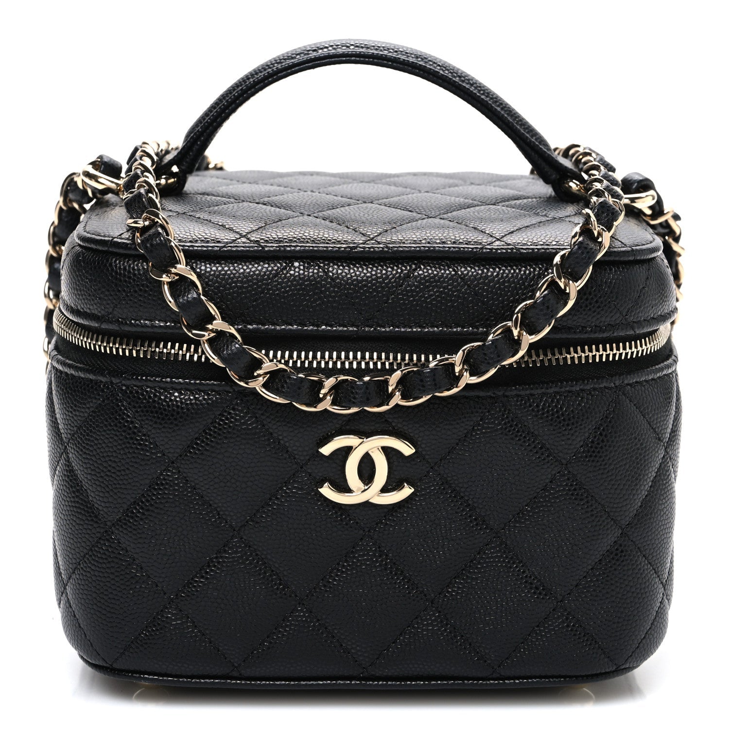 Caviar Quilted Small CC Vanity Case Black Black