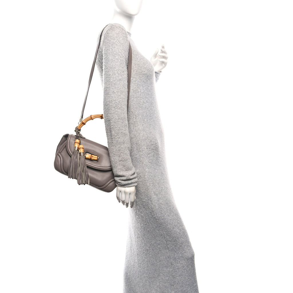 Calfskin Medium New Bamboo Top Handle Bag Mauve