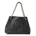 Pebbled Calfskin Medium Soho Chain Shoulder Bag Black