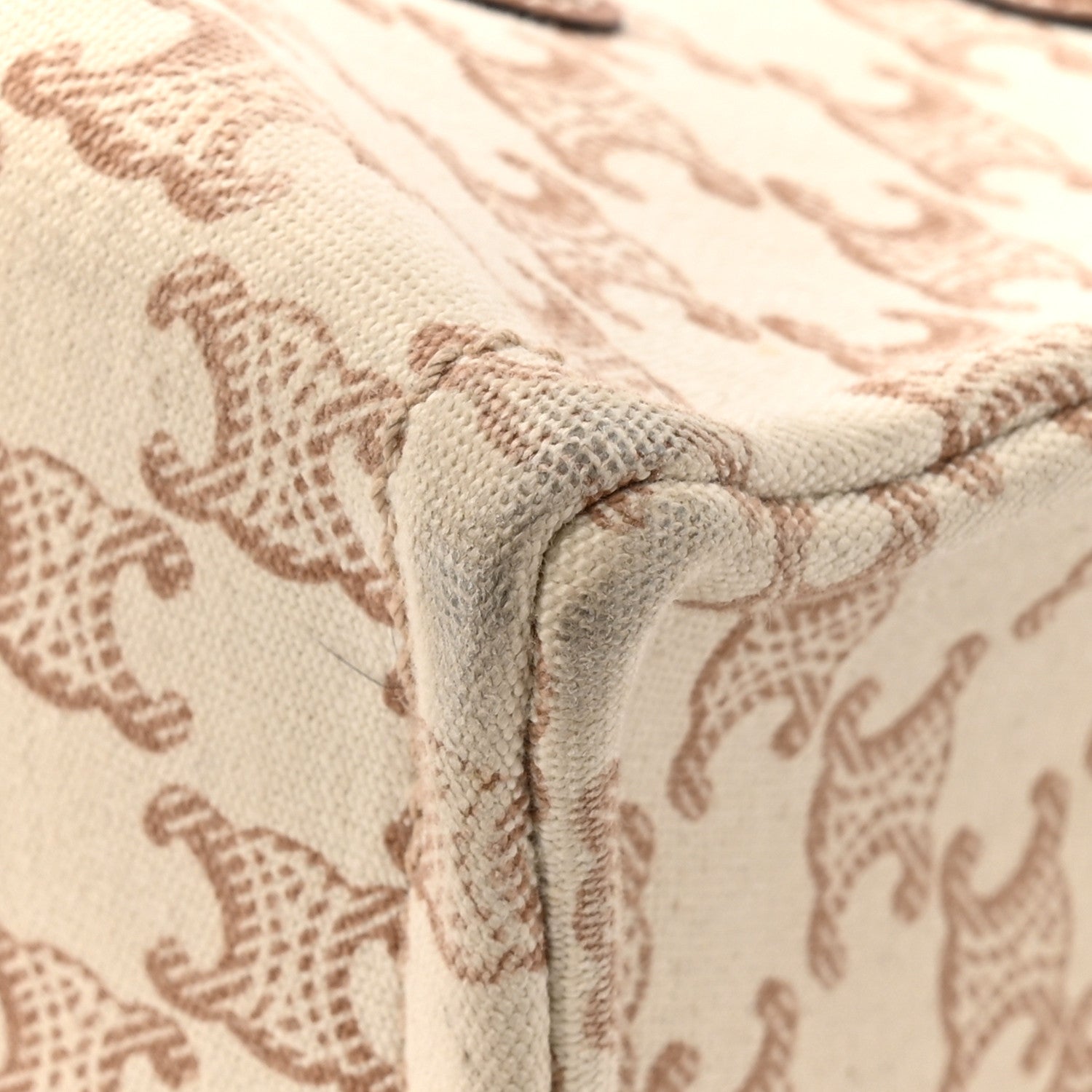 Canvas Calfskin Triomphe Print Small Cabas Thais White